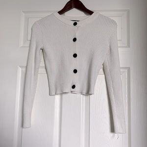 Zara Basics White Button Down Cardigan